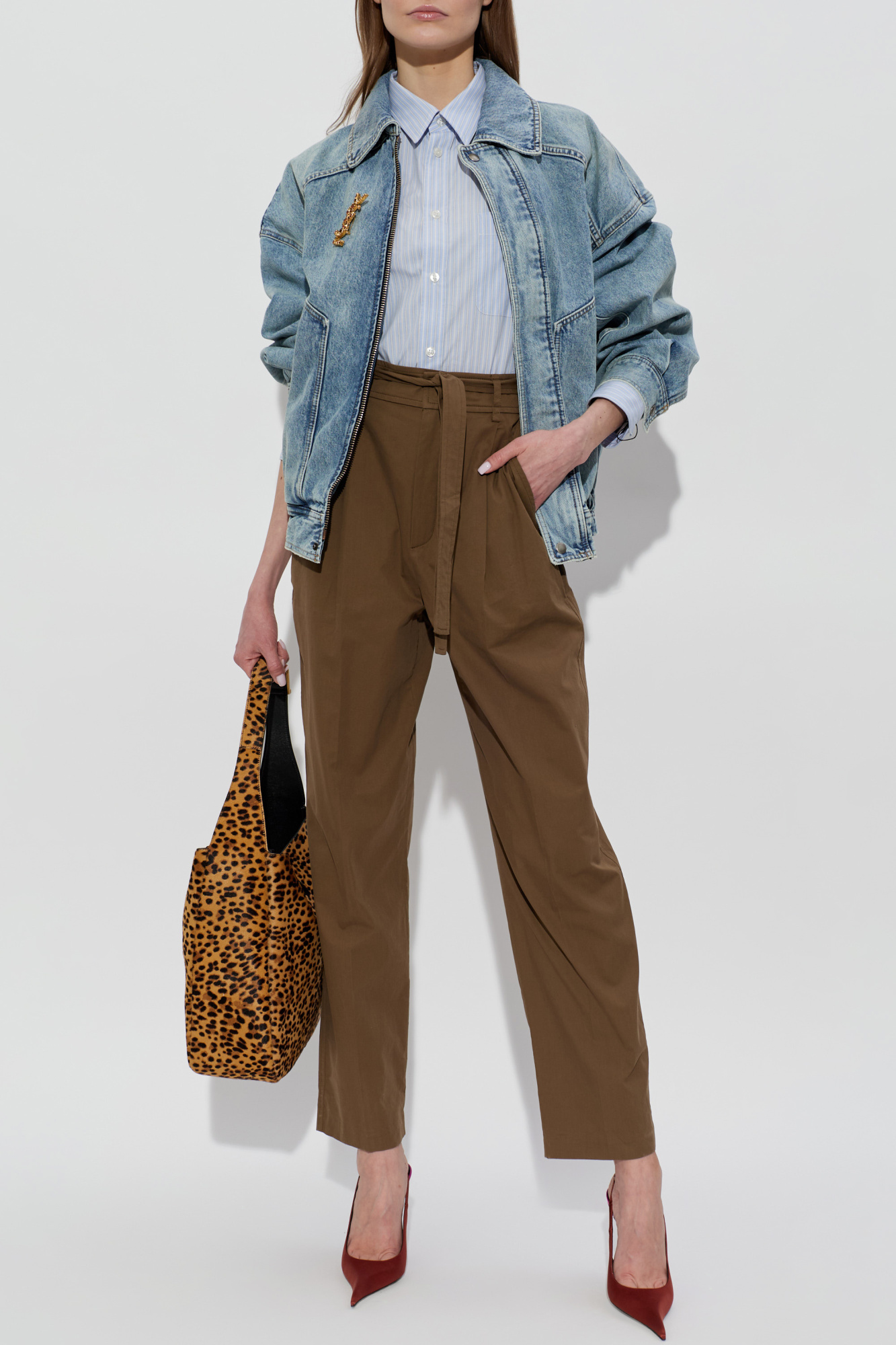 Saint Laurent Cotton pants with a belt | Women's | Vitkac